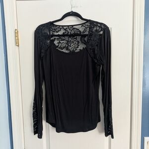 VENUS Black Lace Detail Women's Blouse